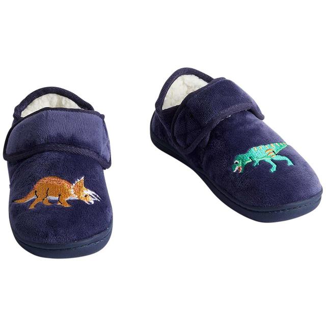 M&S Kids Dino Riptape Slippers Size 6-12 Navy GOODS M&S   