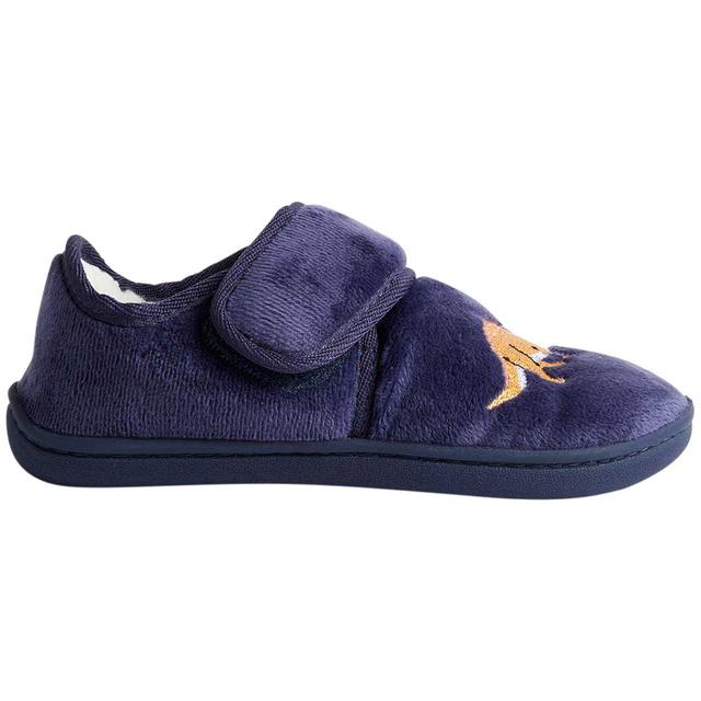 M&S Kids Dino Riptape Slippers Size 6-12 Navy