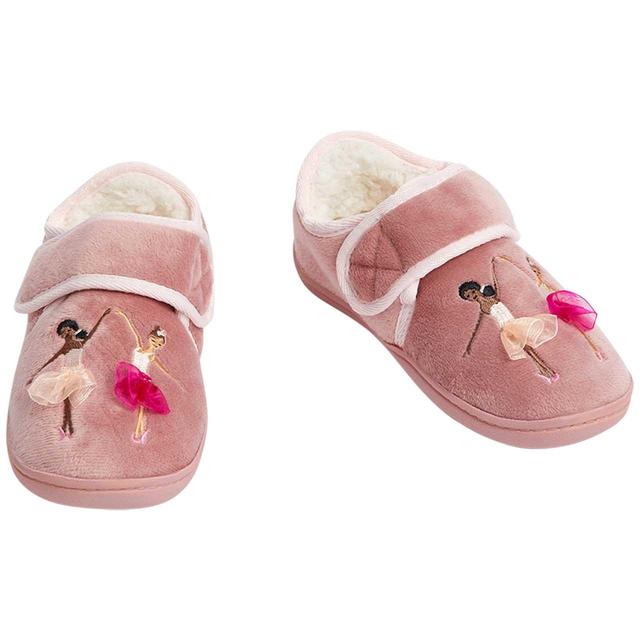 M&S Kids Ballerina Riptape Slippers Size 6-12 Pink GOODS M&S   