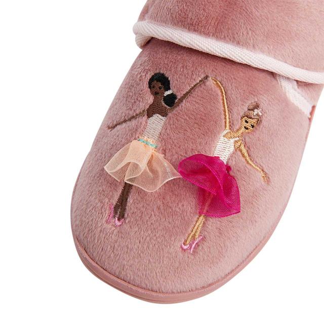 M&S Kids Ballerina Riptape Slippers Size 6-12 Pink