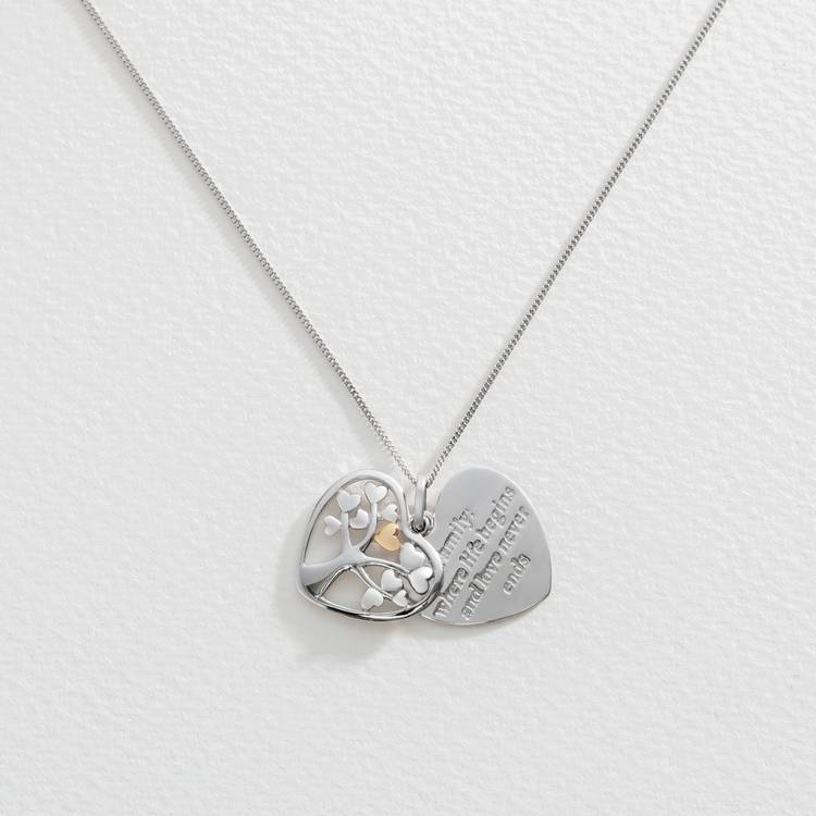 Moon & Back silver tree of life necklace 18 inch, imported from the UK