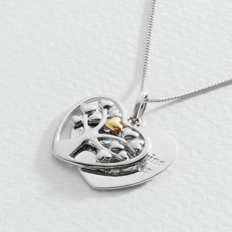 Moon & Back silver tree of life necklace 18 inch, imported from the UK