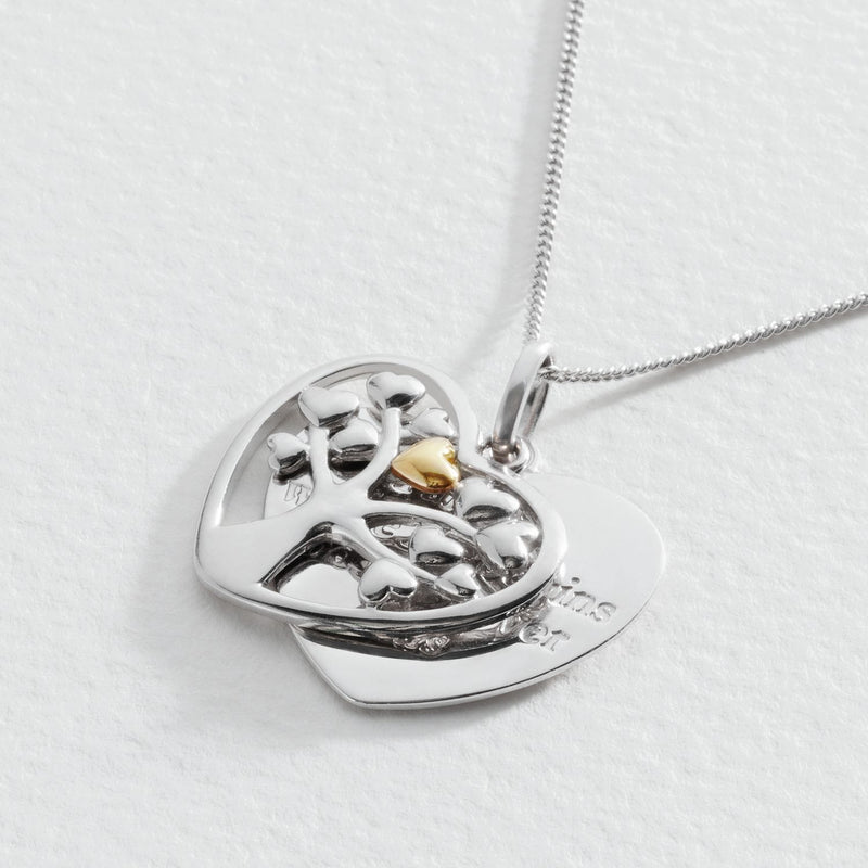 Moon & Back silver tree of life necklace 18 inch, imported from the UK