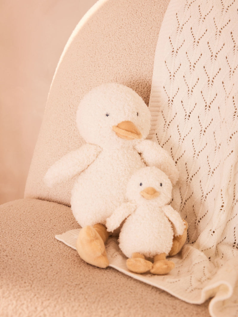 White duck soft plush toy made from recycled polyester, imported from the UK