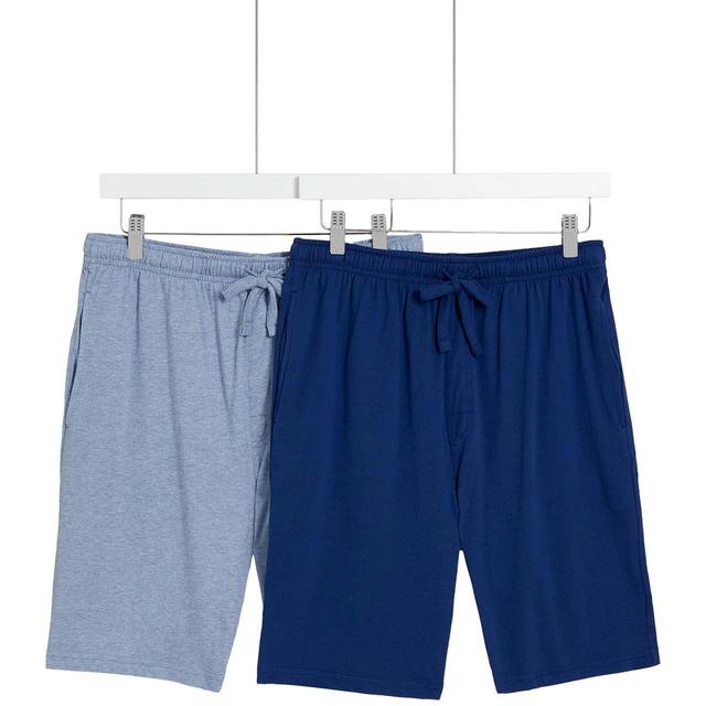 M&S Cotton Rich Jersey Shorts S-XL Blue