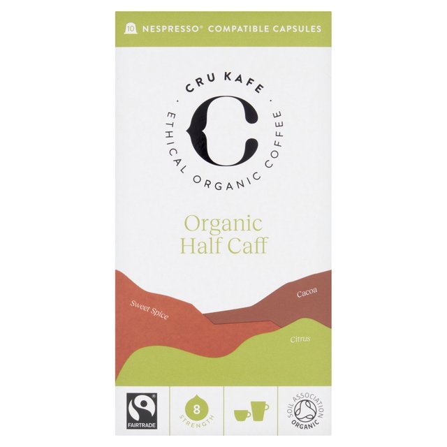 CRU Kafe Organic Fair Trade Half-Caff Pods 10s   10 per pack