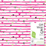 Pink Ribbon Hearts Gift Wrap Roll   5m GOODS M&S   