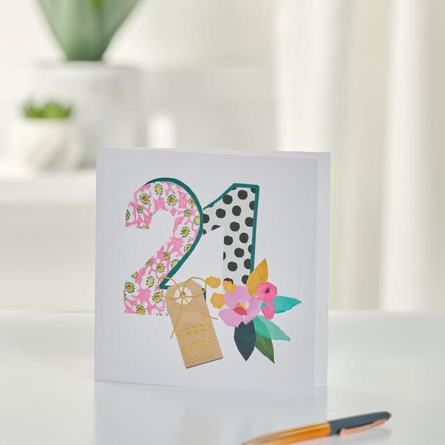 Bright Floral 21st Birthday Card GOODS M&S   