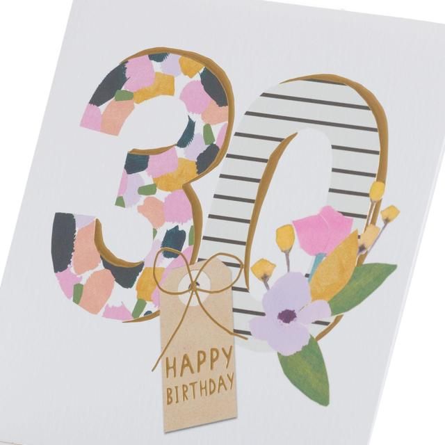 Bright Floral 30th Birthday Card GOODS M&S   