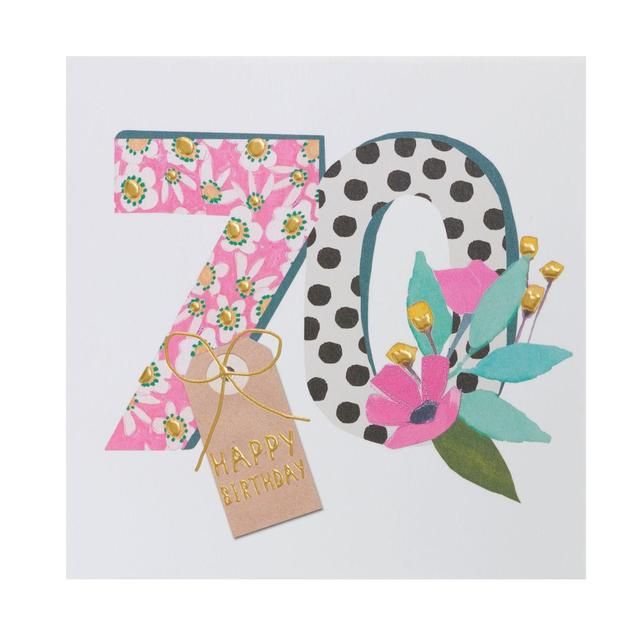 Bright Floral 70th Birthday Card