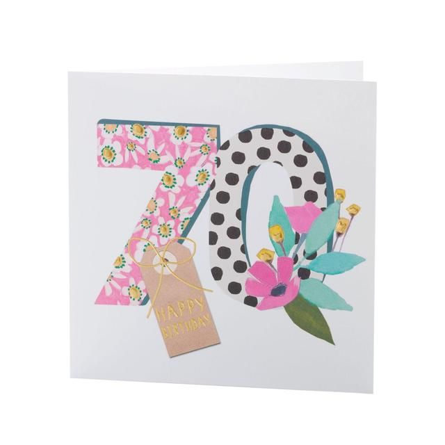 Bright Floral 70th Birthday Card GOODS M&S   