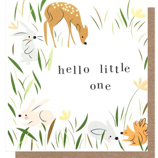 Hello Little One Woodland Critters New Baby Card