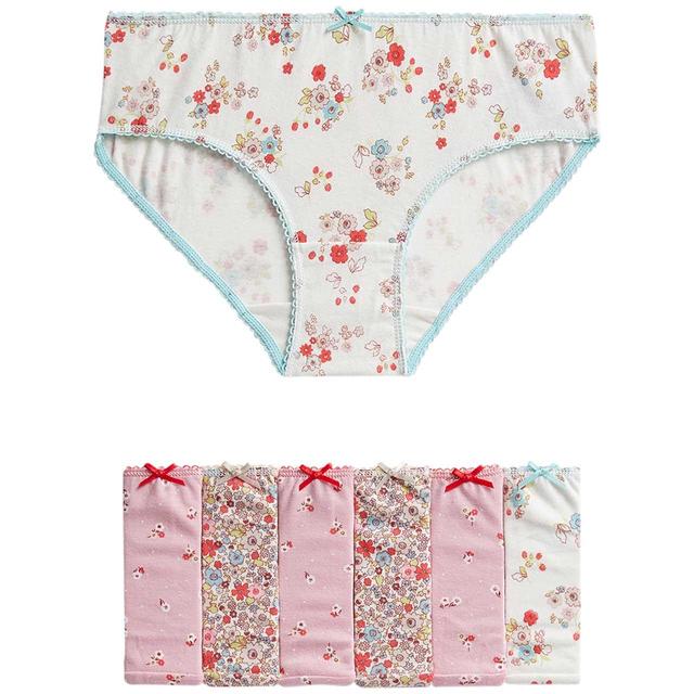 M&S Girls 7 Pack Pure Cotton Pink Floral Knickers 2-12 Years GOODS M&S   