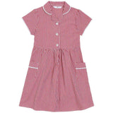 M&S Girls Pure Cotton Gingham School Dress Red 3-12 Years GOODS M&S   