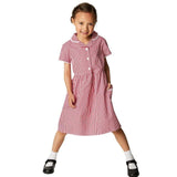 M&S Girls Pure Cotton Gingham School Dress Red 3-12 Years GOODS M&S   