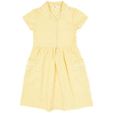 M&S Girls Pure Cotton Gingham School Dress 3-12 Years Yellow GOODS M&S   