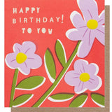 Purple Flowers Birthday Card GOODS M&S   