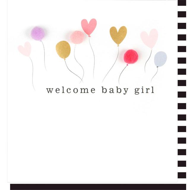 Balloons Welcome New Baby Girl Card GOODS M&S   