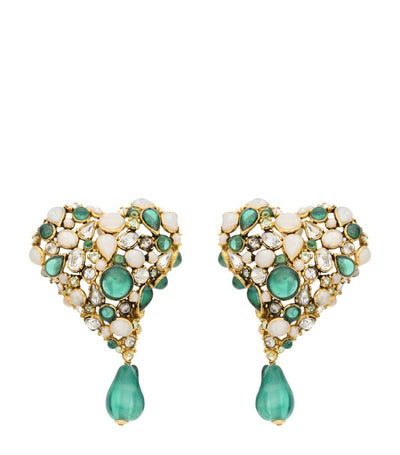 Harrods Saint Laurent Crystal Heart Earrings- Buy online at McGrocer