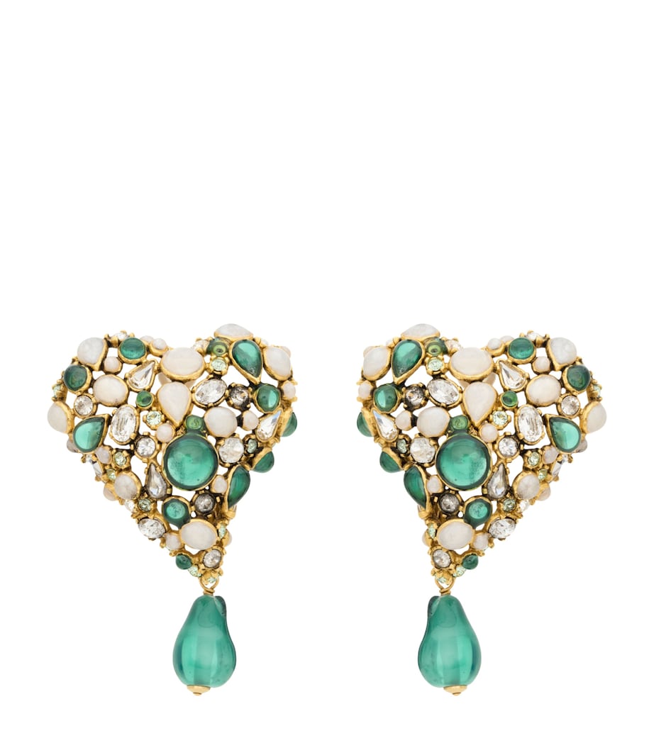 أقراط Saint Laurent Crystal Heart (ماركة بريطانية)