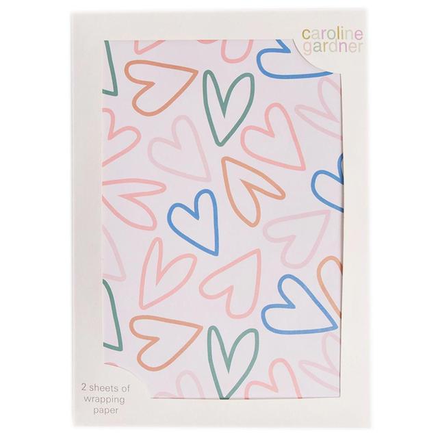 Caroline Gardner Hearts Gift Wrap Sheets   2 per pack GOODS M&S   