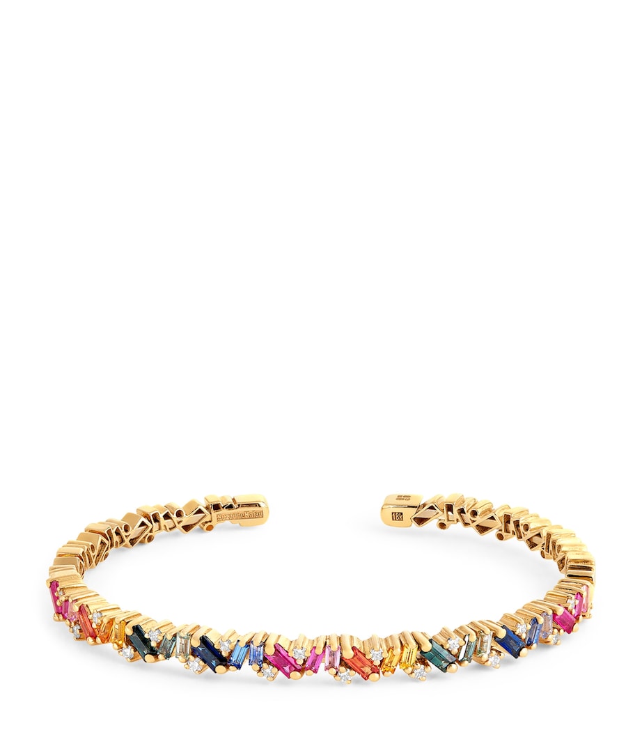 Suzanne Kalan Frenzy bangle with diamonds and rainbow sapphires - British product