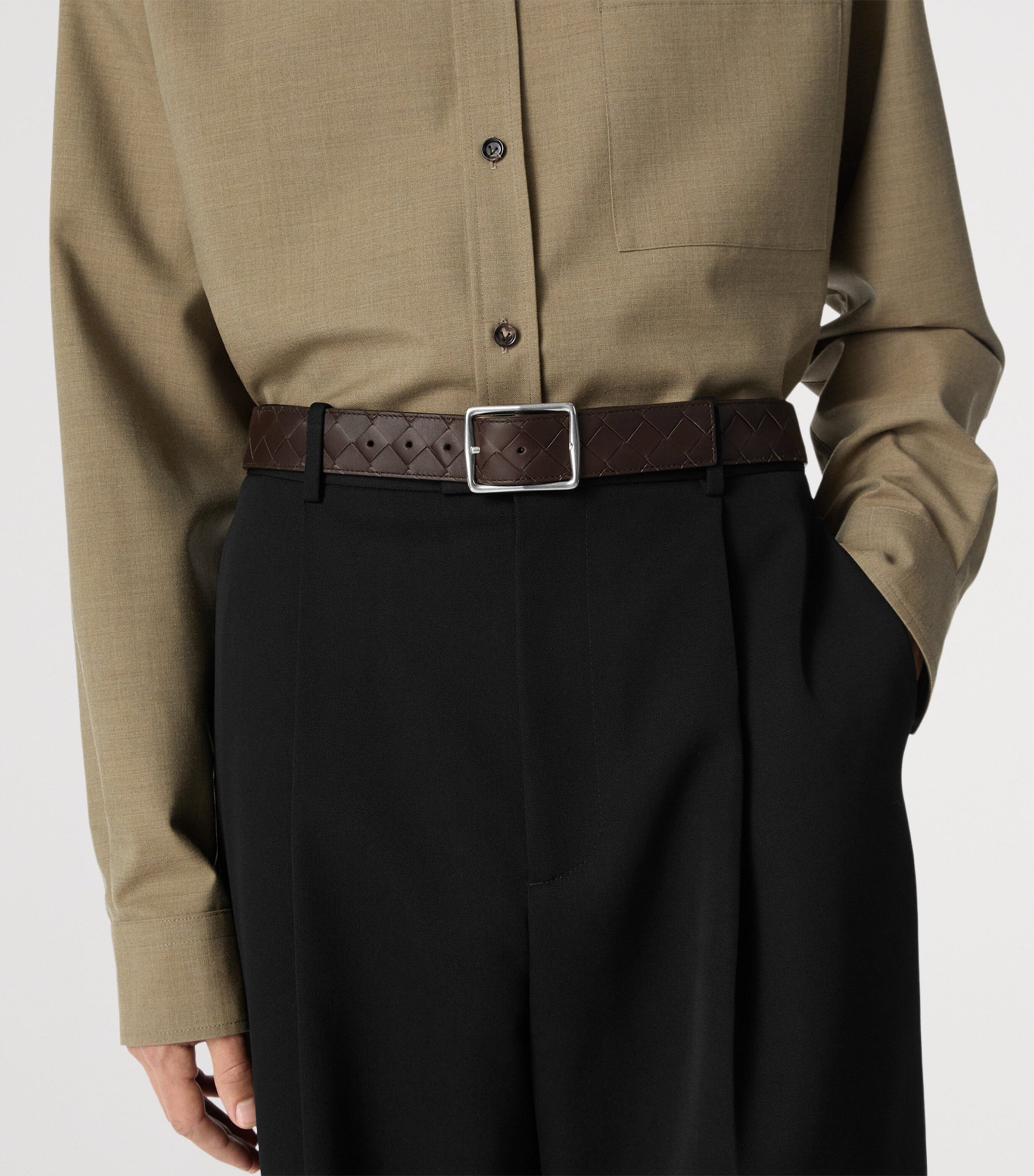 Bottega Veneta Intrecciato reversible leather belt 3.5cm - British product
