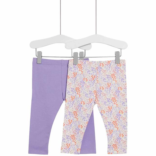 M&S Cotton Lilac Leggings 0 Months-3 Years GOODS M&S   