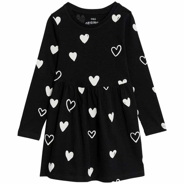 M&S Printed Dress 2-8 Years Carbon GOODS M&S   