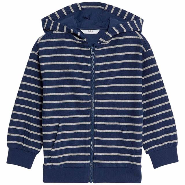 M&S Breton Zip Top 2-7 Years Navy