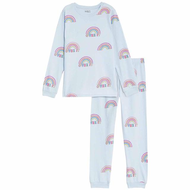 M&S Rainbow PJ 7-12 Years Blue GOODS M&S   