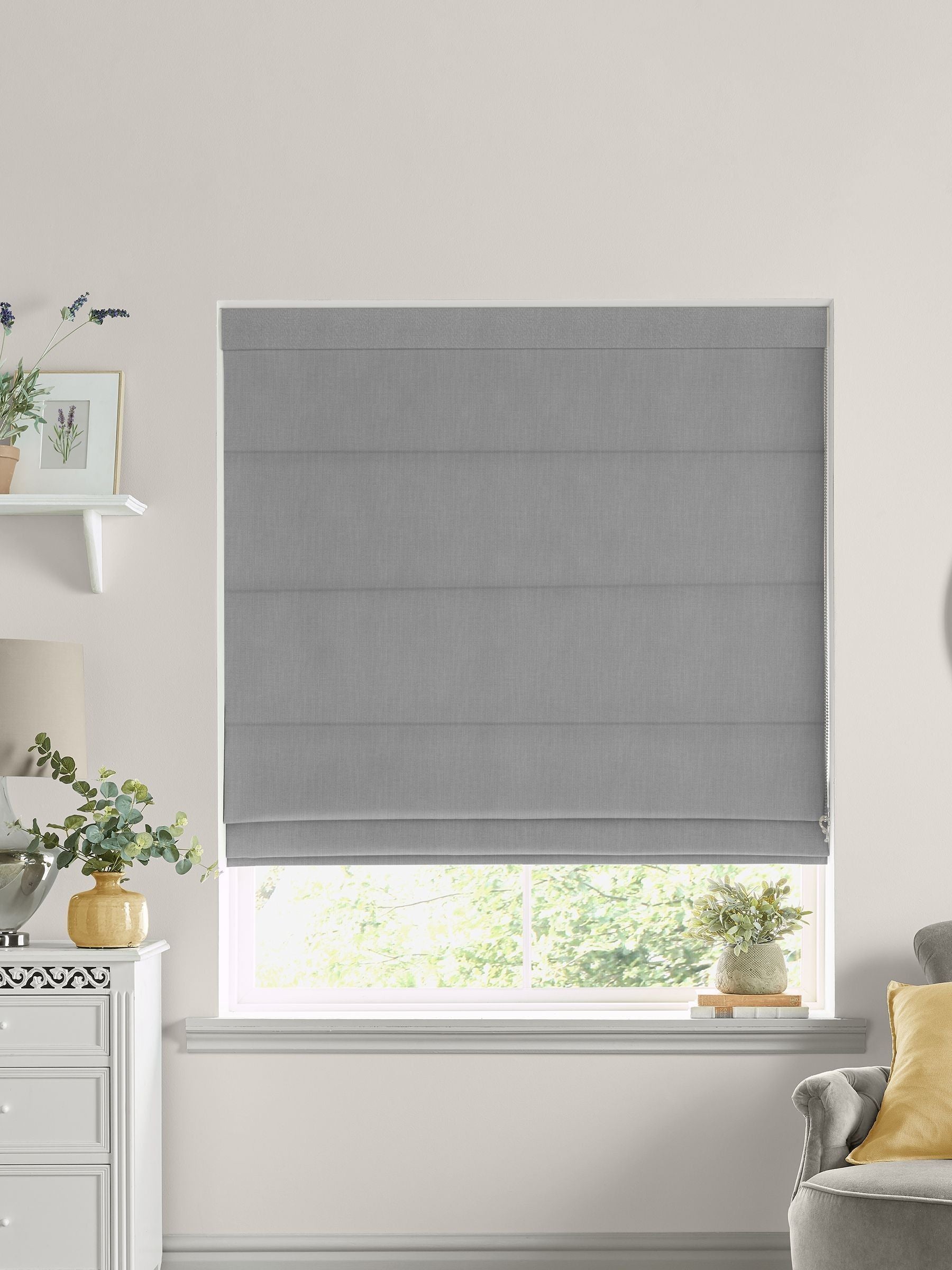 Laura Ashley Swanson Roman blind in grey, imported from the UK