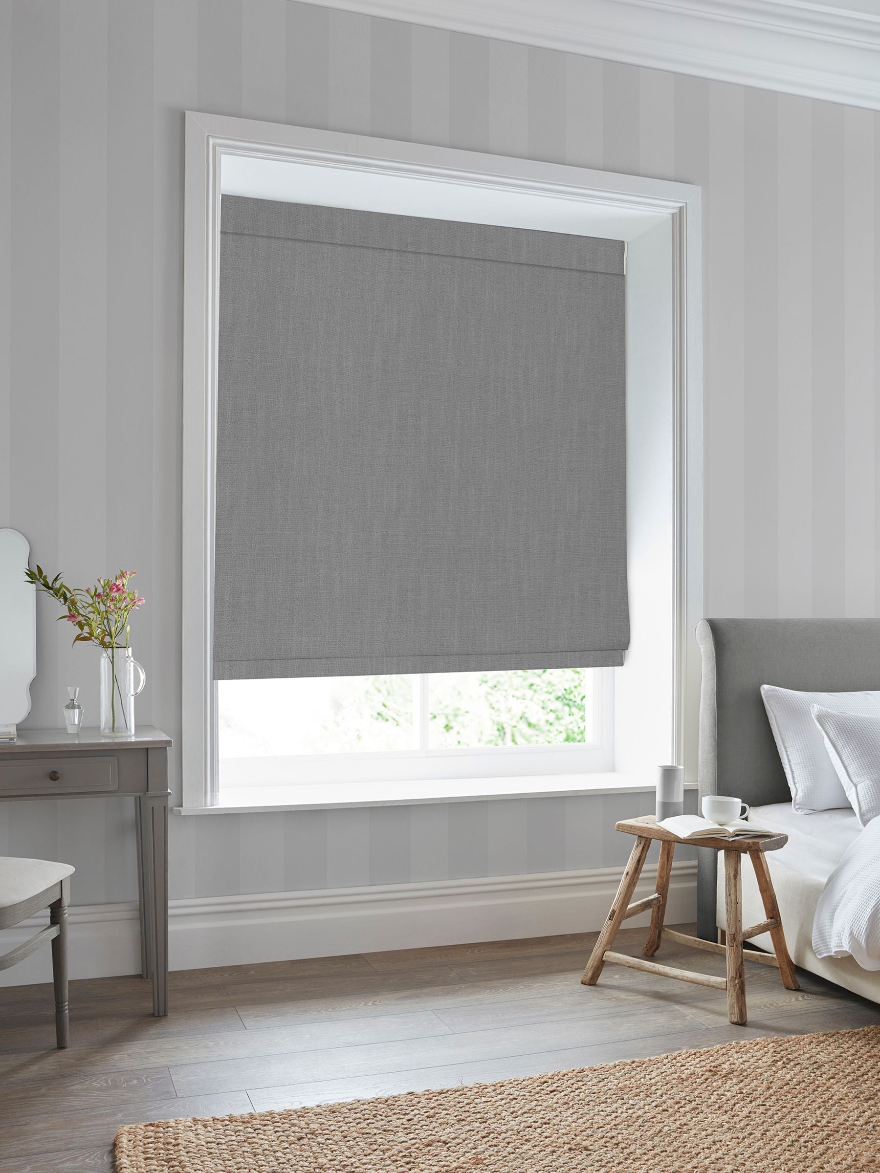 Laura Ashley Swanson Roman blind in grey, imported from the UK