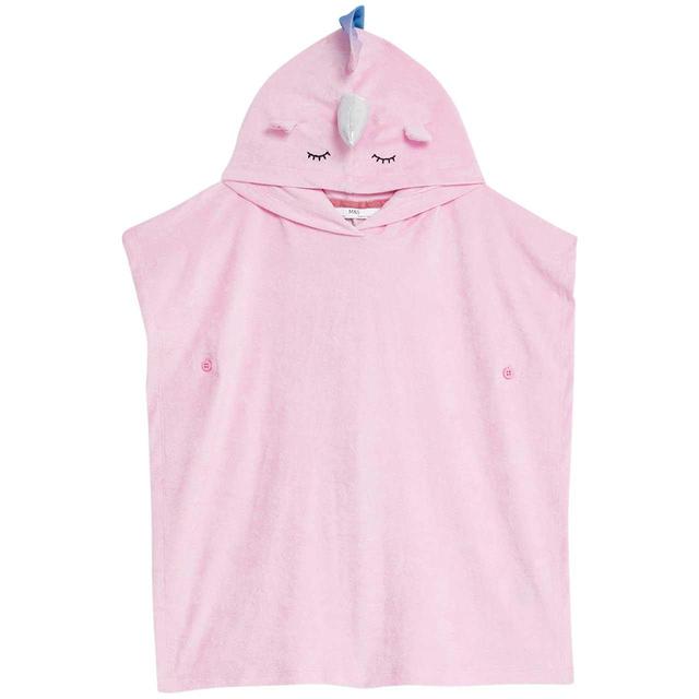 M&S Unicorn Towelling Poncho 2-7 Years Pink GOODS M&S   