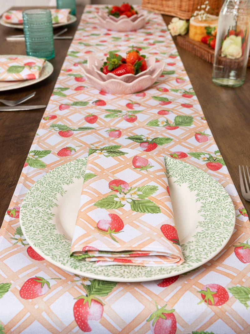 Avalon Home red strawberry table runner 32x230cm, imported from the UK