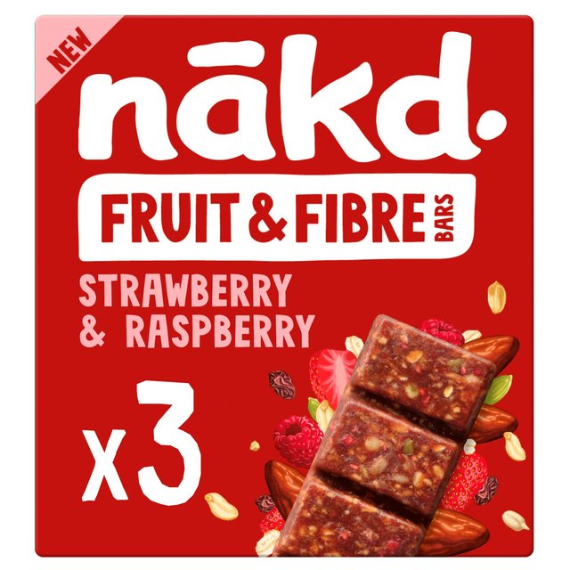 nakd. Fruit & Fibre Strawberry & Raspberry Multipack   3 x 44g GOODS M&S   