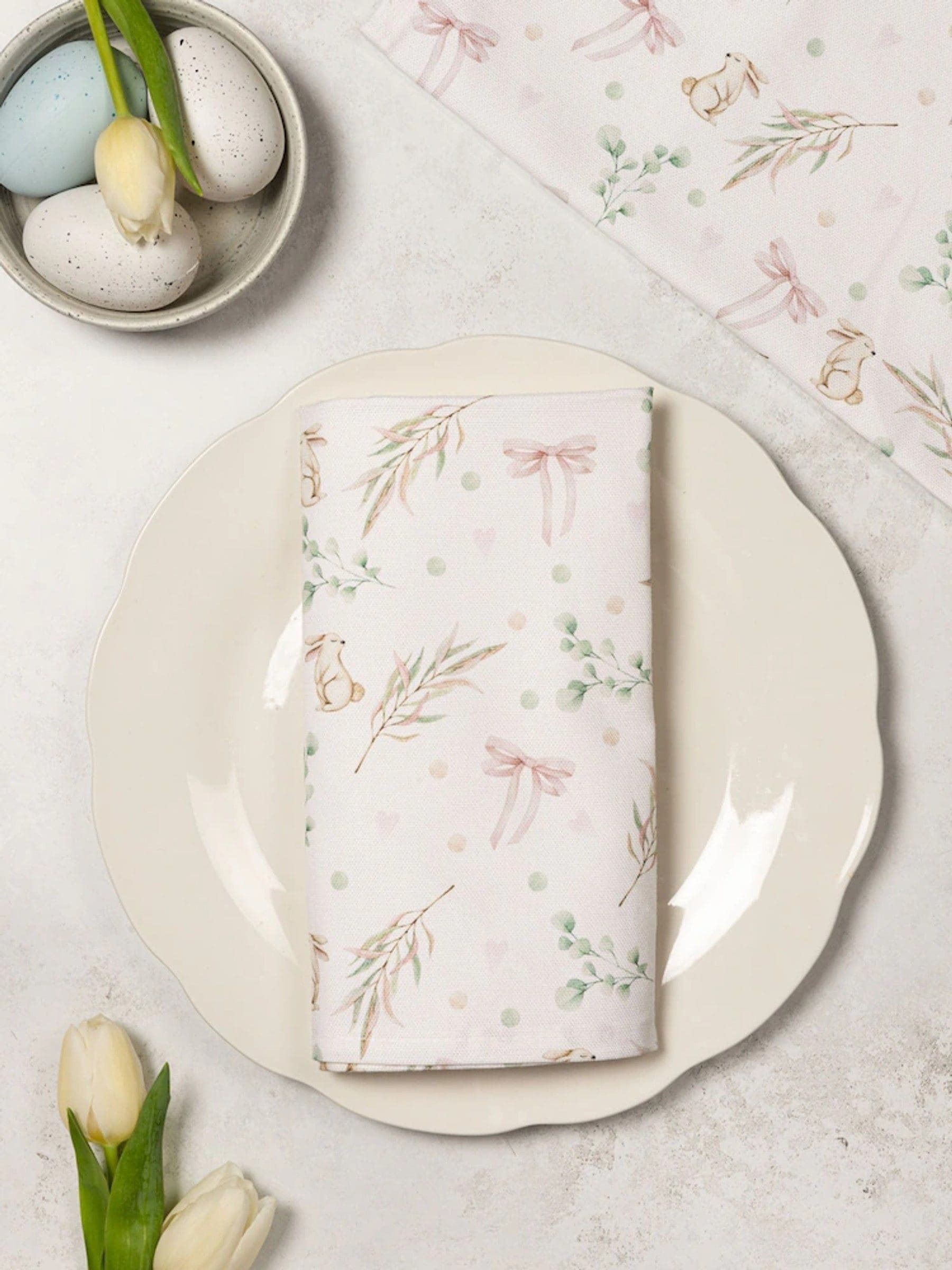 Avalon Home white bunny napkins 45x45cm - British product