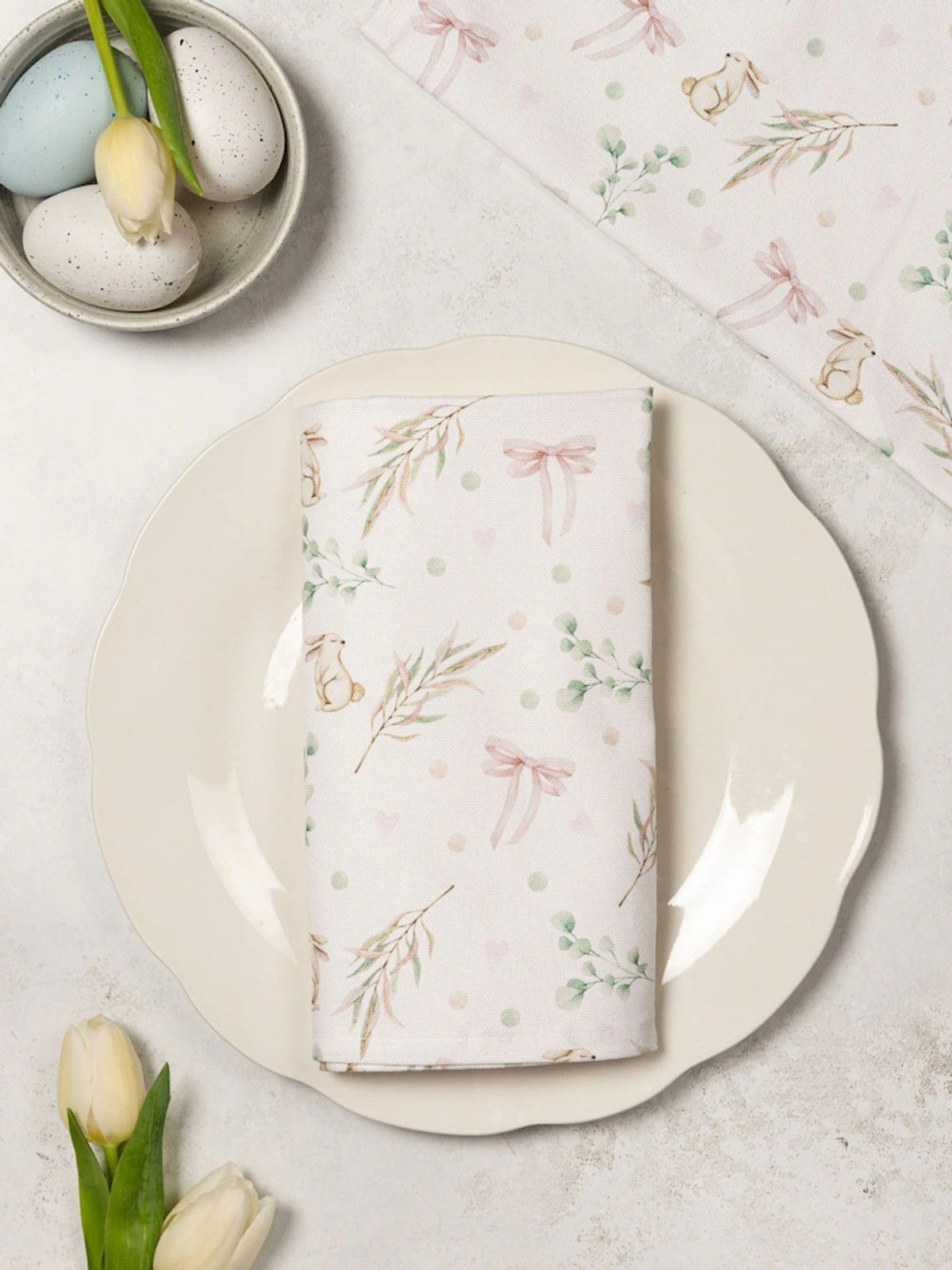 Avalon Home white bunny napkins 45x45cm - British product