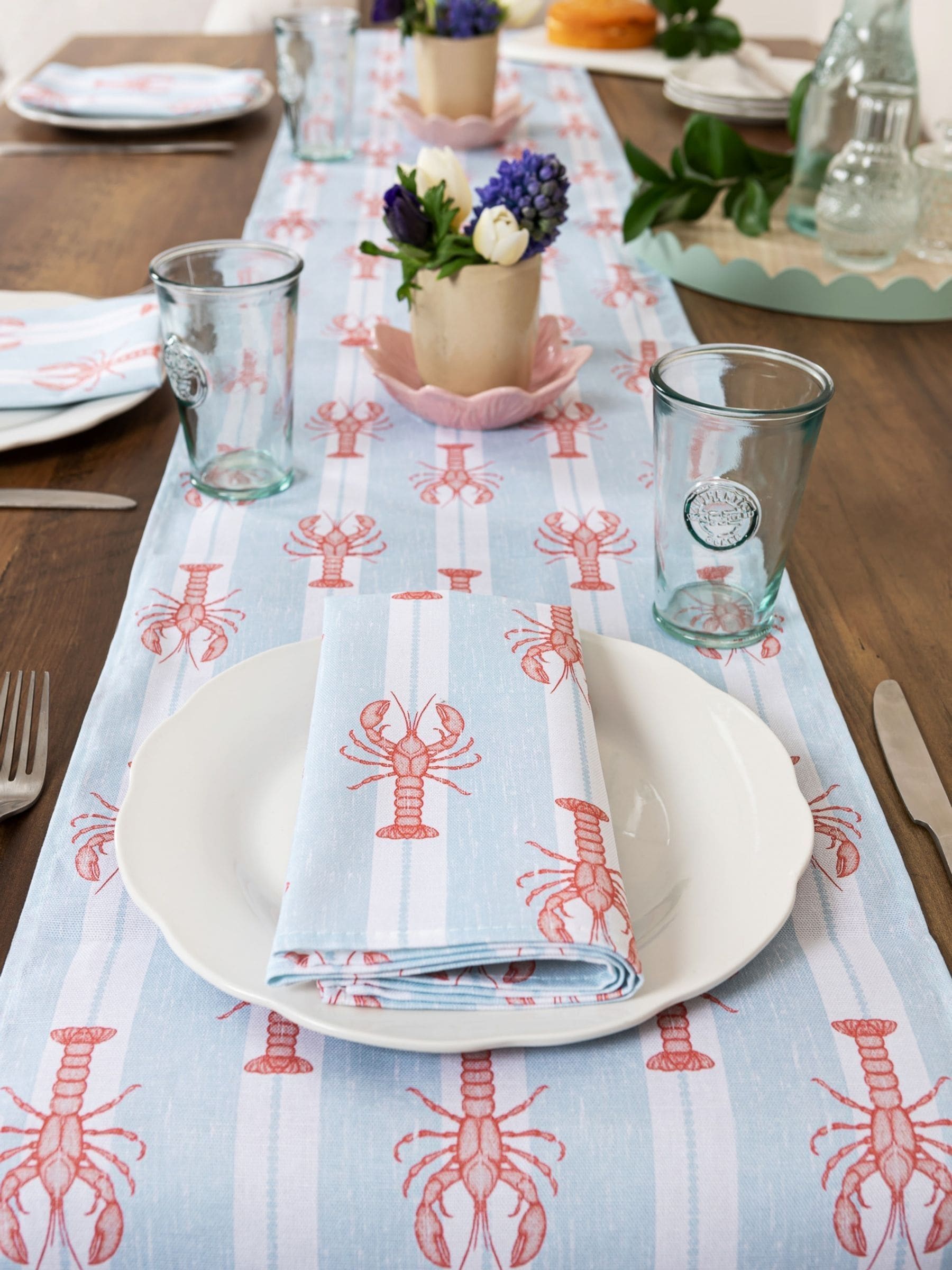 Avalon Home blue striped lobster table runner, imported from the UK