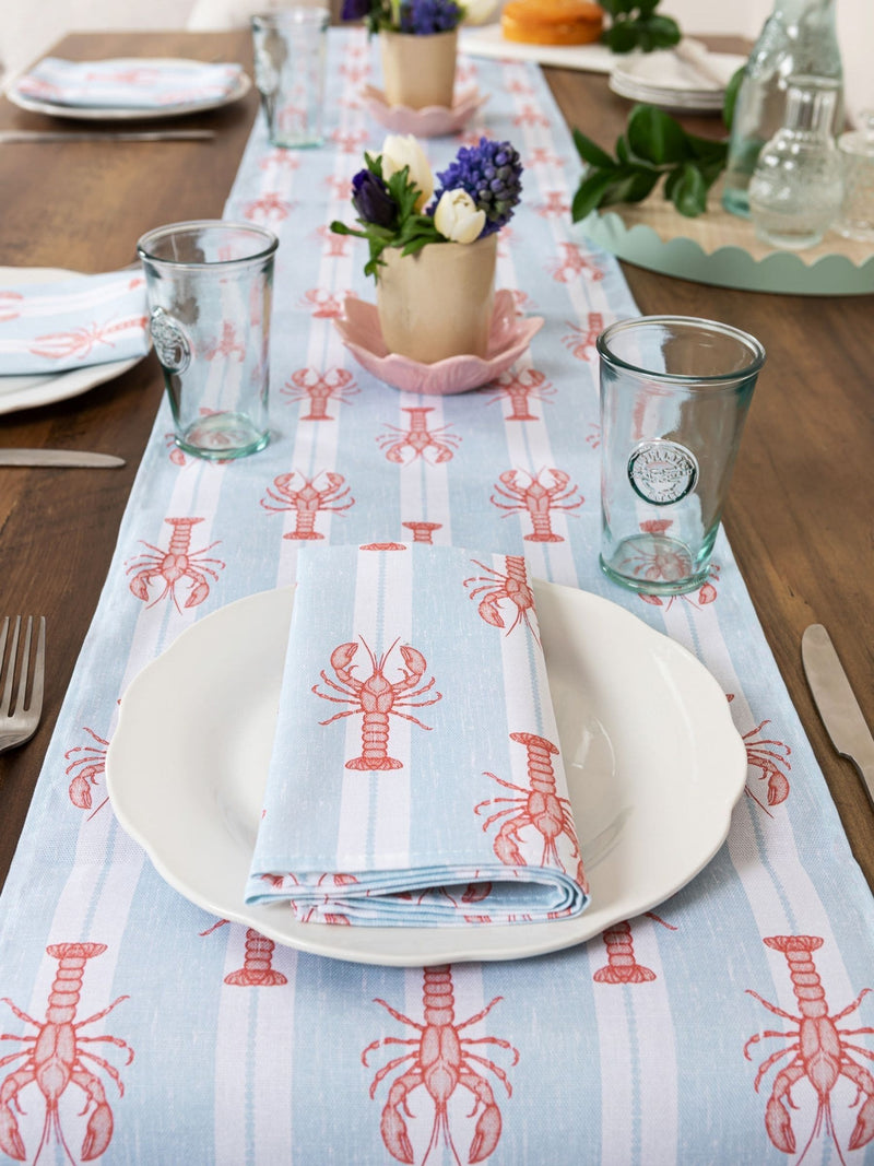 Avalon Home blue striped lobster table runner, imported from the UK