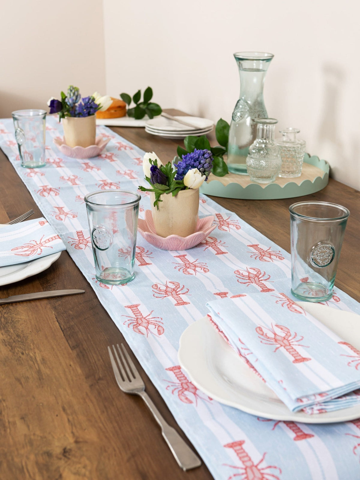 Avalon Home blue striped lobster table runner, imported from the UK