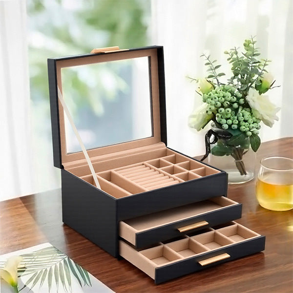 Livingandhome 3-tier jewellery box with drawers - British product