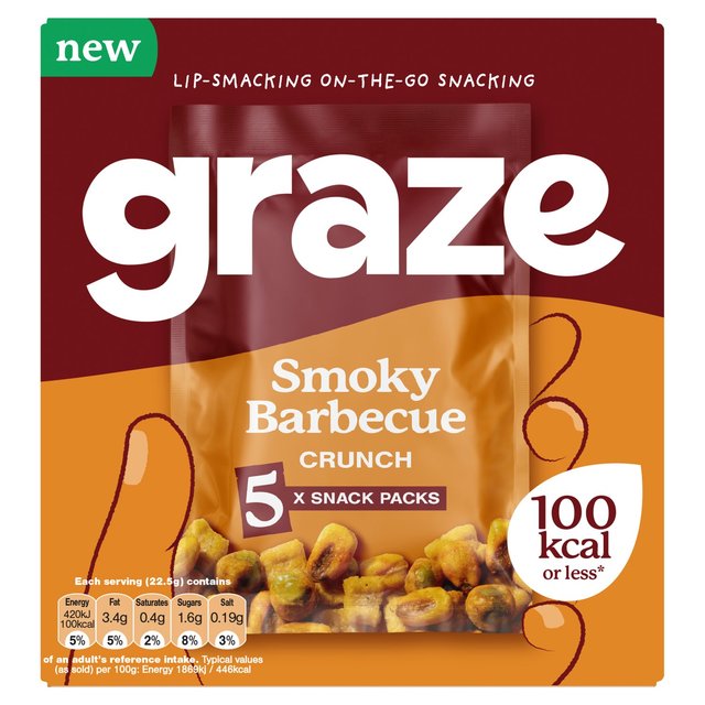 Graze- Vegan BBQ Crunchy Snacks Multipack-22.5gx5 Snacks   5 x 22.5g GOODS M&S   