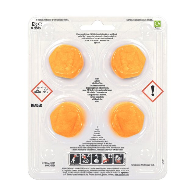 Harpic Hygienic & Fresh Citrus Stickers Toilet Freshener   4 per pack GOODS M&S   