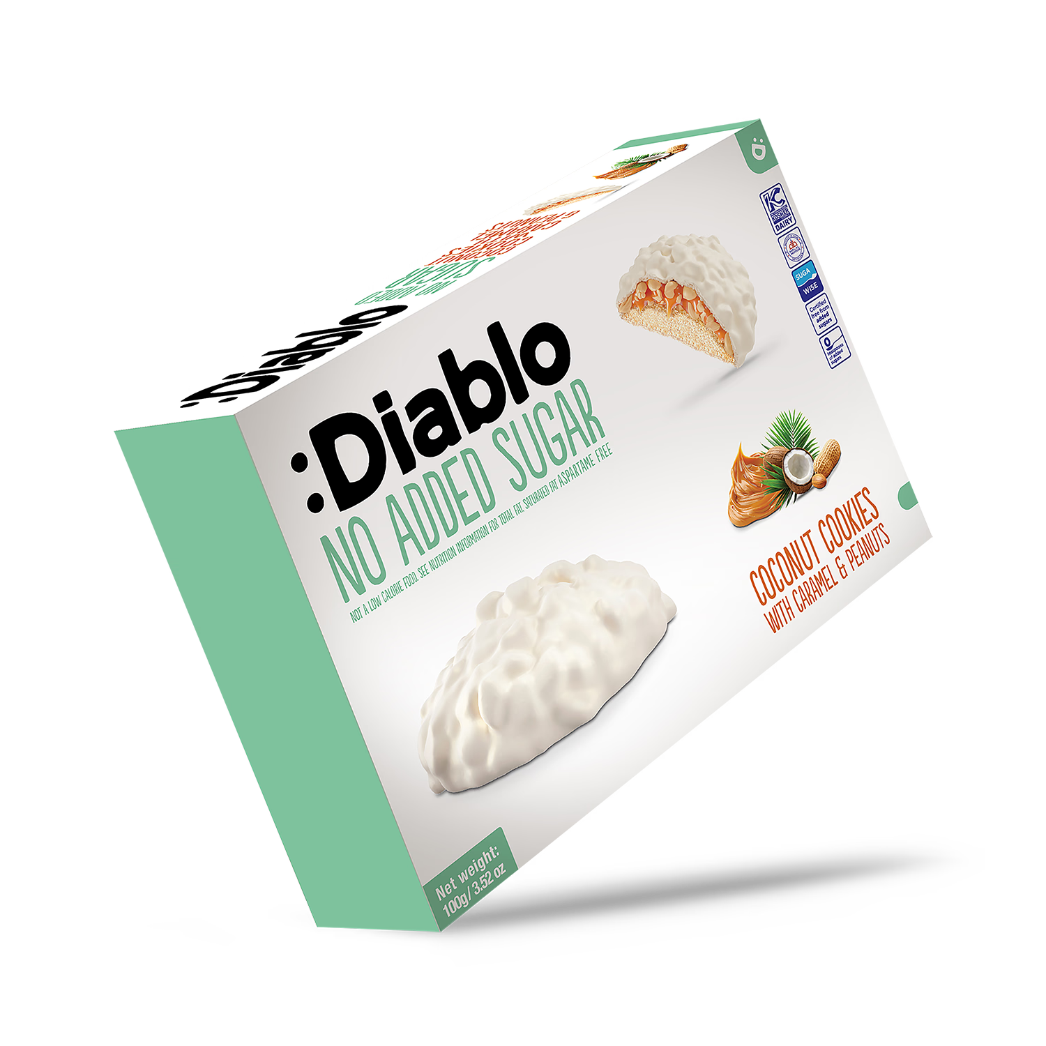 Diablo no added sugar coconut cookies 100g - British product