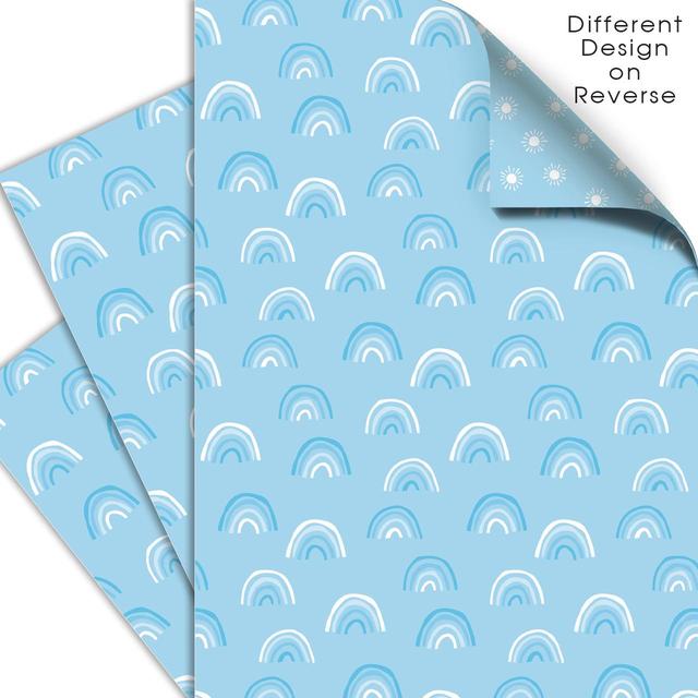 Blue Rainbow Double Sided Gift Wrap Sheets   3 per pack GOODS M&S   