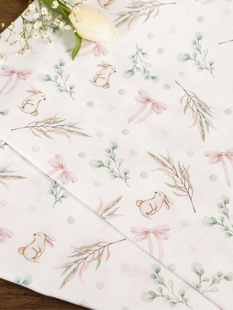 Avalon Home white bunnies and bows table runner 32x230cm - British product