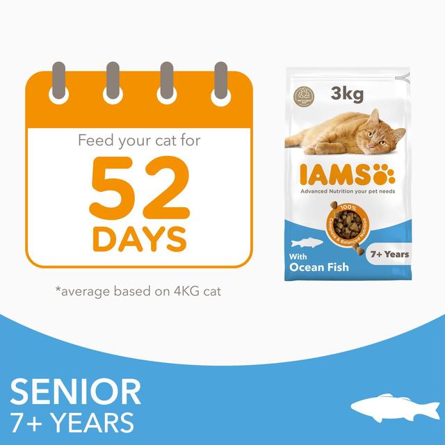 IAMS 7+ Years Senior Dry Cat Food Ocean Fish   3kg GOODS M&S   