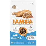 IAMS 1-12 Months Kitten Dry Cat Food Ocean Fish   3kg GOODS M&S   