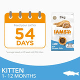 IAMS 1-12 Months Kitten Dry Cat Food Ocean Fish   3kg GOODS M&S   